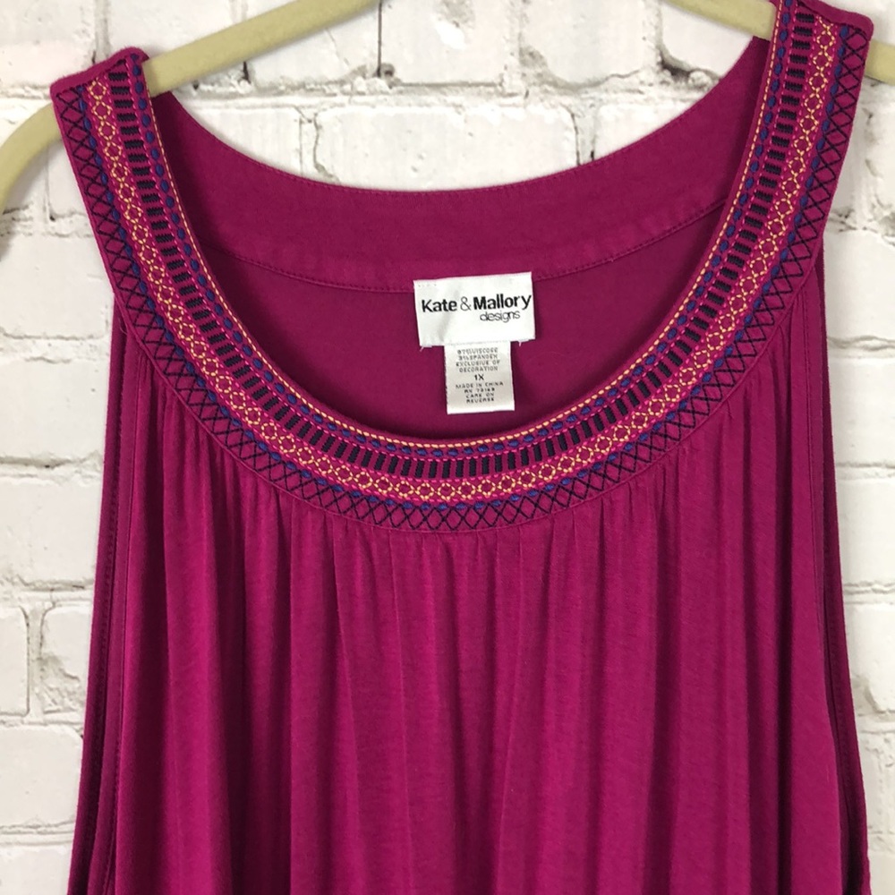 Kate & Mallory Fuchsia Asymmetrical Maxi Dress EUC